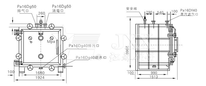 方形靜態(tài)真空干燥機結(jié)構(gòu)示意圖